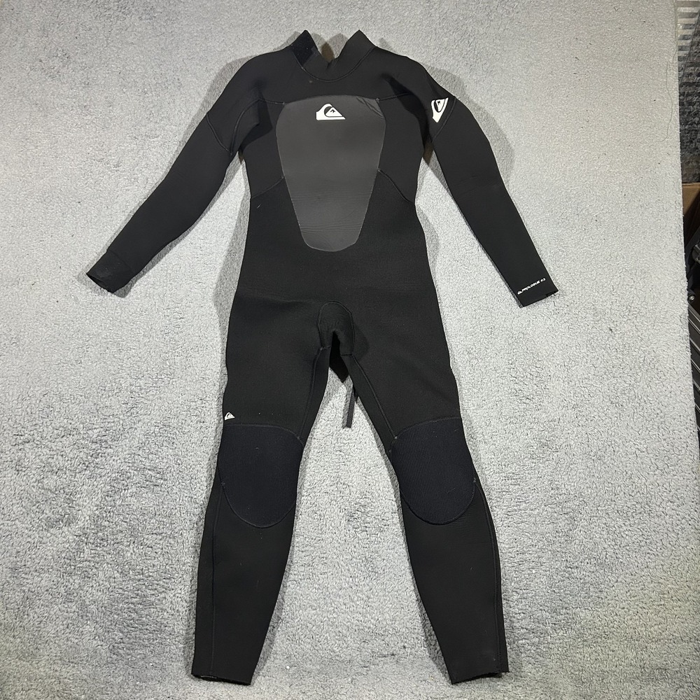 Quiksilver Prologue 4/3mm Boys Back Zip Wetsuit Size 8B Black,Grey